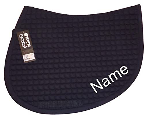 Eskadron Navy Cotton Spring-Schabracke mit individuellem Namen Bestickt, Schriftart:Jacobal (Schreibschrift verschnörkelt), Garnfarbe Maderia:Dark Mauve 1919