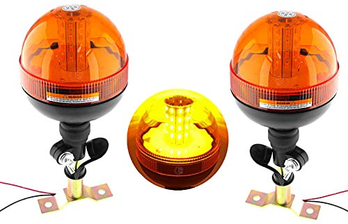 Luz De Baliza De Advertencia Ámbar LED, Luz Estroboscópica Intermitente Con Rotación De 360 ° Para Carros De Golf De Tractor De Carretilla Elevadora De Vehículos, Instalación Fija (Paquete De 2)