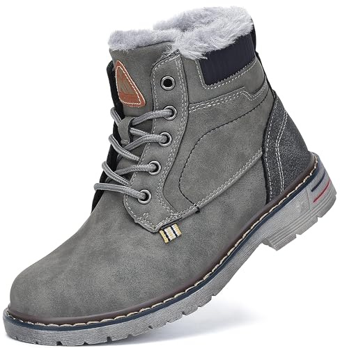 Mishansha Ragazzo Invernali Scarponi da Neve Ragazza Outdoor Calda Stivali Bambini Classici Boots Antiscivolo, Grigio 36