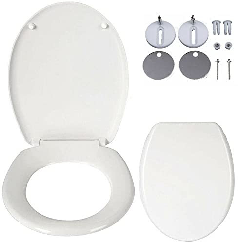 WC Sitz, Toilettendeckel weiß, wc deckel mit absenkautomatik und Quick-Release Funktion für Leichte Reinigung, Antibakterielle Klodeckel O Form Toilettensitz mit Verstellbaren Scharnieren (Klassisch)