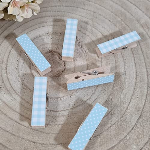 Sindy Bomboniere 60 Mollette Legno segnaposto Battesimo per Bimbo (mollette Azzurre)