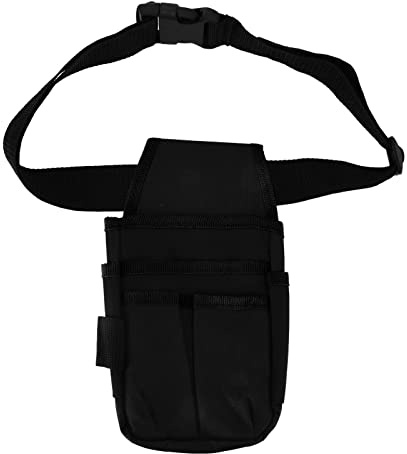 Tissting Tool Pouch 9.8 * 5.1in/25 * 13cm Black Adjustable Belt for Hands-Free Work - Ideal for Outdoor Sports Gardening Hiking Running with Multiple Pockets Durable Oxford Cloth Lightweight Design