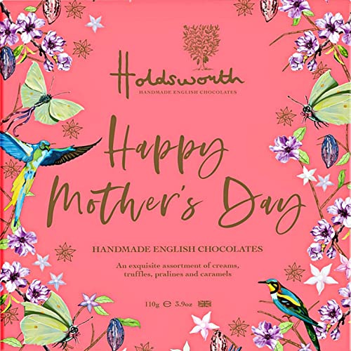 Holdsworth Chocolates Gift Box - Happy Mothers Day Chocolates 110g Mothers Day Box of Chocolates for Her. Luxury Truffles, Creams, Pralines & Caramels Coated in White, Milk & Dark Chocolate