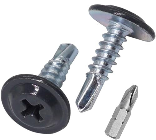 SKIR'CO Lot de 50 vis autoforeuses peintes 4,2 x 16 mm, tête de réglage modifiée, vis à tôle, tête de gaufrette (50, gris anthracite RAL 7016)