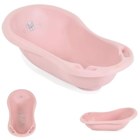 Cangaroo Baby Badewanne Basic 80 cm rutschfest, anatomische Form, Ablagefächer rosa
