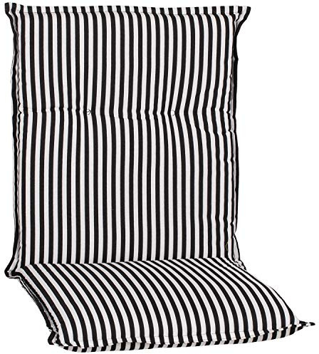 NYVI Niedriglehner Auflagen Piemont 2er Set - 98x46x8 cm Schwarz/Weiß - Extra Starker 8cm Sitzpolster - Gartenmöbel Auflagen mit Halteband & Bindebändern