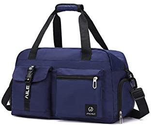 CORIOS Duffelväska för Sport Resväska Duffel Bag för kvinnor/män Stor Gym Tote Bag Ultralätt Weekend axelväska Övernattningsväska Sjukhusväska Bärbagage med skofack och våtficka Blå