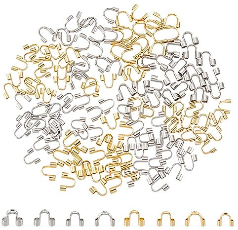 UNICRAFTALE 160 Stück 2 Farben 8 Stil 304 Chirurgischer Edelstahl Drahtwächter Und Schutz U Förmige Schlaufen Metalldraht Und Fadenschutzschlaufen Endverschlüsse Für Leder Schnur Armbänder