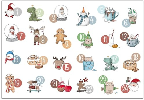 TryPinky Calendario de Adviento con números DIN A4 para planchar y rellenar textiles para calendario de Adviento 2023, varios diseños, niños y adultos (diseño 2)