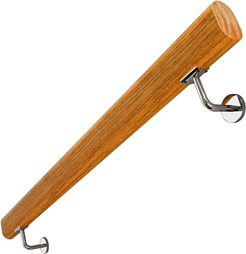 LQSYBHD Wall Mounted Stairs Handrail - Complete Set Wooden Staircase Handrails Banister with Stainless Steel Brackets Hand Railings for Stairs(Size:3.28ft/100cm)