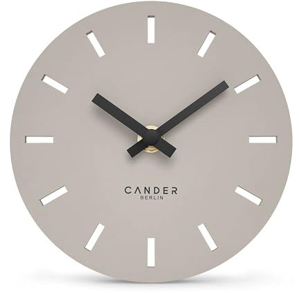 Cander Berlin MNU 2515 P Tischuhr lautlos ohne Ticken 15 cm analog batteriebetrieben warmgrau modern MDF