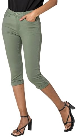Nina Carter P260 - Jean pour femme - Coupe skinny - Taille haute - Pour l'été, Vert amande (P230-17), XXL mince