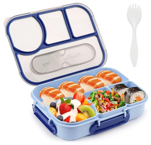 VAIAV Brotdose Bento Box 1100ml mit 4-Fächern Lunchbox Jausenbox Vesperdose Frühstücksbox Essensbox Brotbüchse