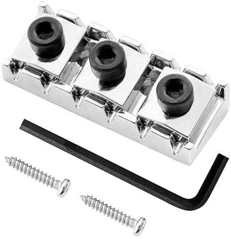 Musiin Electric Guitar Locking Nut 42mm Floyd Rose Tremolo Guitar bridge headstock pillow tremolo system metal upper string pillow with wrench with installation screws(chrome)