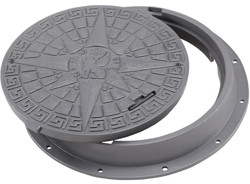 BABYLONPLAST Couvercle de Regard DN600/800 En plastique Couvercle de réservoir de regard Ø600/800 mm Charge maximale 5 Tonnes (50 kN) Résistant au gel et à la chaleur Système de sécurité (Gris)