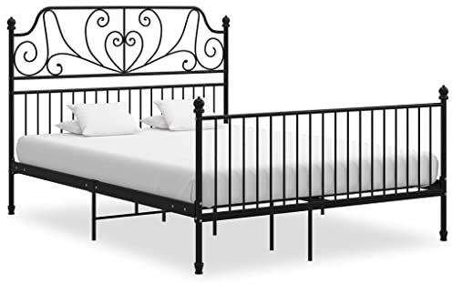 THOYTOUI Bettgestell, Betten Bettsystem Bettrahmen Tagesbett Geeignet für Wohnung Gästezimmer Mehrbettzimmer Schlafzimmer Schwarz Metall 160x200 cm