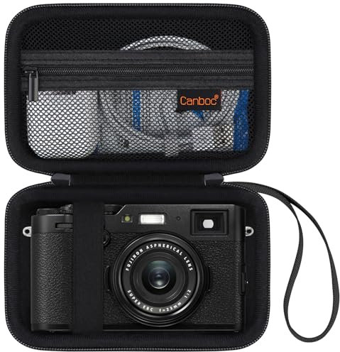 Canboc Étui de transport pour appareil photo numérique Fujifilm X100VI/X100V/ X100F/ X100S, poche zippée en maille pour câble USB, noir (étui uniquement)