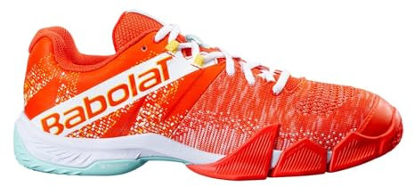 Babolat Men White, Movea Herren-Padelschuhe, Halt und Dämpfung, 2 leistungsstarke Riemen, atmungsaktive Ortholite-Sohle, französische Marke, Tangerine Tango/Weiß, Größe EU 41