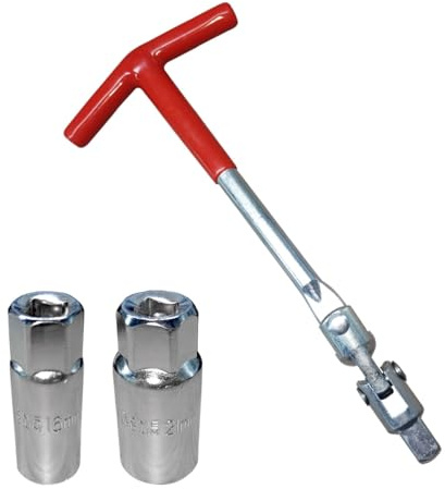 BDZMC Spark Plug Socket Wrench, T-handle Spark Plug Removal Tool, 16 mm 5/8 Inch and 21 mm 13/16 Inch Installer Tool Kit, Suitable for Lawn Mowers, Motorcycles, Small Motor Vehicles