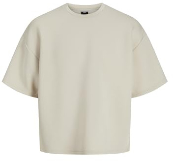 JACK & JONES Jcoretreat Scuba SS Crew Neck Sweat-Shirt, Beige Clair, L Hommes