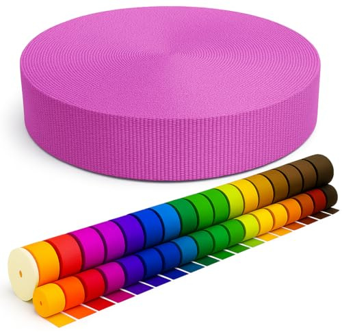 KBBB Gurtband 2m 5m 10m 50m lang – 50 Farben Breiten: 10mm 15mm 20mm 25mm 30mm 40mm 50mm Taschengurt aus Polypropylen, ideal für DIY-Projekte & Handarbeiten 375 Heidekraut 10mm x 5m