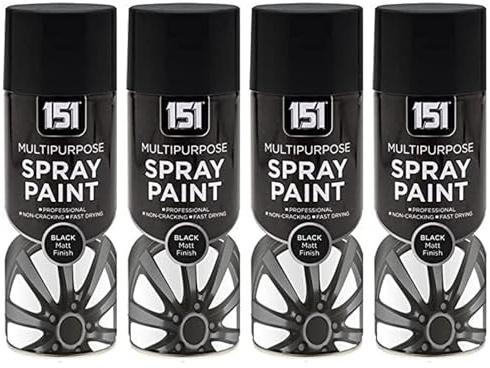 SDMAX Black Matt Spray Paint For Wood, Plastic And Metal, Non-Cracking, Fast Drying, Durable Construction, Portable And Lightweight, Matte Finish, Multipurpose Use, 400ml (4PCS)