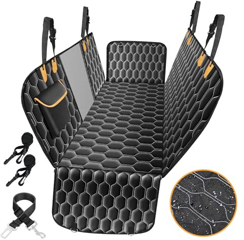 LUOBINS Dog Car Seat Cover For Back Seat - Waterproof Back Seat Cover For Dogs Non-Slip Dog Hammock for Car Back Seat Fits Most Cars Trucks SUVs