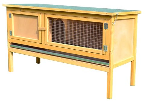 HJYryhyfddply Erhöhter Kaninchenstall Aus Holz, Kaninchenkäfig für Drinnen Und Draußen, Mit Aufklappbarem Asphaltdach Und Herausnehmbarem Tablett für Das Tierhaus