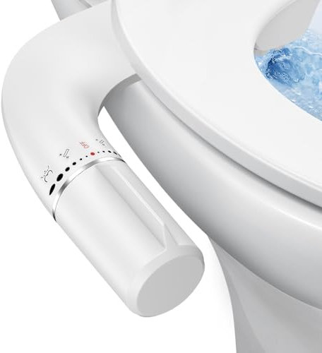 SHIKITEK Bidet Attachment for Existing Toilet Seats, Ultra-Slim, Non Electric, Dual Nozzle, Self Clean, Rear & Feminine Wash, Fresh Cold Water Sprayer, Badays Bedets Bedits Badette Bidgets, Silver
