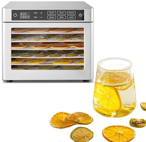 Deshidratador De Alimentos | Bandejas De Acero Inoxidable | Deshidratador De Alimentos Con Temporizador Ajustable Digital | MáQuina Deshidratadora De Alimentos, Para El Hogar,110V-8Trays