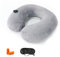 Kzouenzu Cuscino Cervicale Da Viaggio, Cuscino Gonfiabile Da Viaggio Collo, Supporto Per La Testa, Inclusa Maschera Per Dormir, Tappi Auricolari, Borsa Per Trasporto [Grigio]