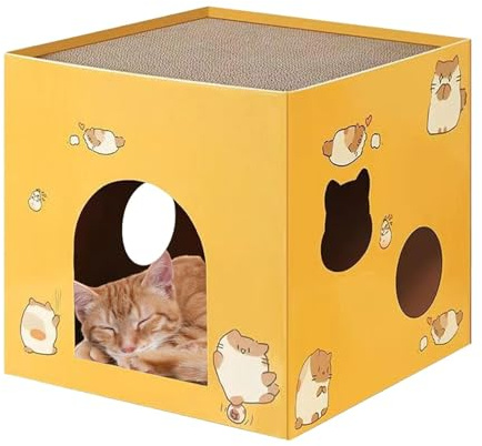 Cat Claw Skidener House - Caja de rascador de Gato Grande con Almohadilla de rastreo | El escondite y el Juguete de Afilado de Garras para Gatos Interiores y Exteriores, Protege Muebles, Dive