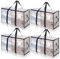 Cozary Grand Sac de Rangement Lot de 4 avec Couvercle 94L, Sac de Rangement pour Couette Pliable Imperméable avec Fermeture éclair et poignée pour Déménagement, Camping, Linge de lit, Rangement des