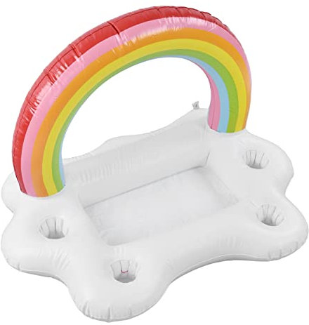 Rainbow Cloud Drink Holder Pool Float with 4 Hole Design, PVC Inflatable Beverage Serving Bar,Party Accessories Water Fun for Swimming Pools, Lakes, Hot Tubs and Parties