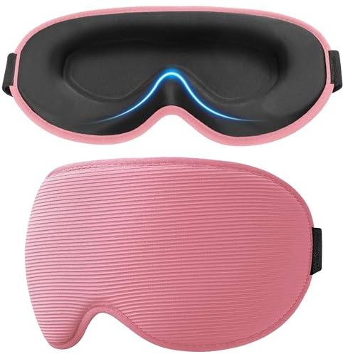 Gritin Mörkläggnings Sovmask för Kvinnor och Män- Ögonmask Utan Ögontryck för Sidosovare, 3D Utskärning, Vänlig mot Ögonrörelser, Ultramjuk och Bekväm Ögonbindel - Öronproppar Ingår