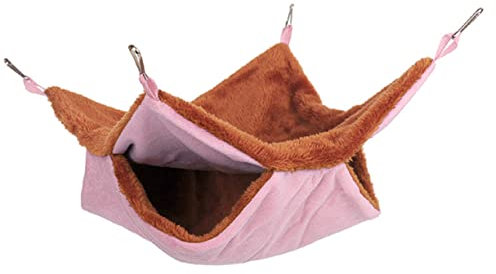 UKCOCO Doppellagige Verdickte Kuschelhängematte Aus Plüsch Für Sugar Glider Und Eichhörnchen Warmes Schlafnest Großes Haustierbett Sicherer Ruheplatz Für Kleine Nagetiere