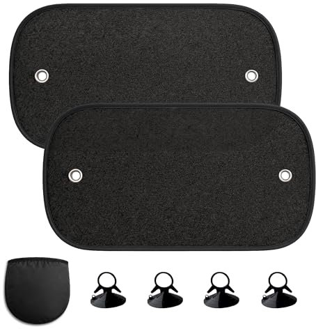 2 Pieza Parasol Bebe Coche+4 Pieza Ventosa，Parasol Coche Bebe con protección UV，Ventanas traseras （ 51x31cm），cortinillas Laterales，Protector Solar