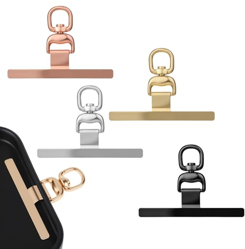 4 Stück Handykette Halterung Universalpads 360° Drehbarer Handy Handykette Pads mit Metallring Edelstahl Universal Tether Tabs Handy Kette Halterung Lanyard Patch Lanyard Pads für Meisten Smartphones