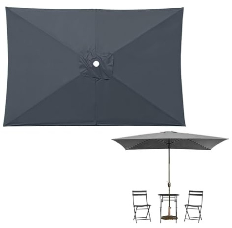 6 Rippen Terrassenschirm Ersatz-Überdachung, 3x2m 3x3m Outdoor Sonnenschirm Ersatzbezug, UV-Schutz Sonnenschutz Regendicht Sun Regenschirm Ersatzschirm Tuch, Gartenschirm Ersatz Baldachin(Grays,3x2m)