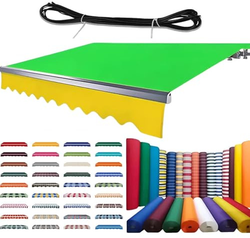 Tende da sole per giardino, patio, tendone superiore parasole, tessuto di ricambio impermeabile e resistente ai raggi UV per finestre, porte, mercati, terrazze, solo tessuto(500x300cm/16x10ft)