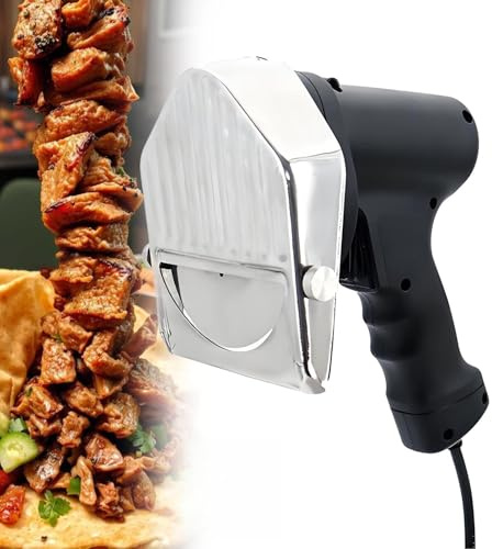 Electric Shawarma Knife,Profession Electric Shawarma Doner Kebab Knife,80W,2800 RPM,0-8mm Adjustable Thickness,Widely Used in Roast Meat Shops,Restaurants Wiretype