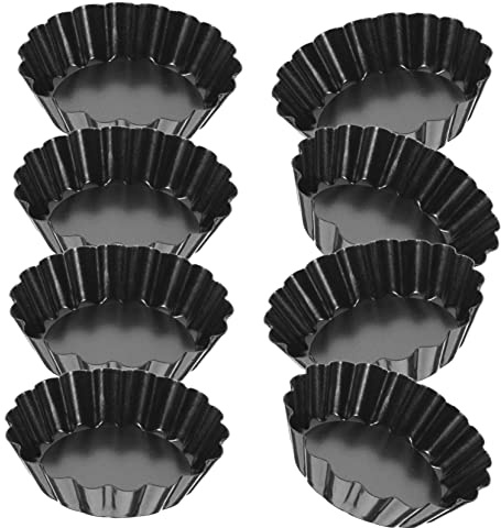 Alipis 8 pezzi Stampi Mini Crostatine in Acciaio al Carbonio Resistente Teglie Forno Antiaderenti per Dolci Cheesecake Cupcake e Tart Facili da e Resistenti alle Temperature