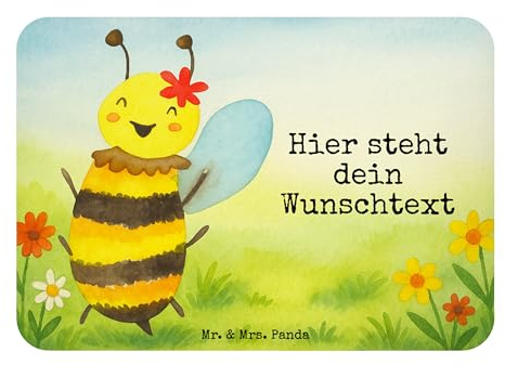 Mr. & Mrs. Panda Personalisierter Magnet Biene Happy Design - Geschenk, Kühlschrankmagnet, personalisiert, Notiz, mit Namen, Hummel, eigenem