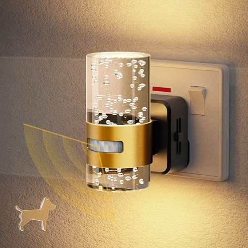 JandCase Motion Sensor Night Light: Acrylic Night Light Plug in Wall | Warm White 3000K, 0-100LM Brightness Adjustable, Motion Sensor Lights Indoor for Hallway, Bathroom, Bedroom, Stairs