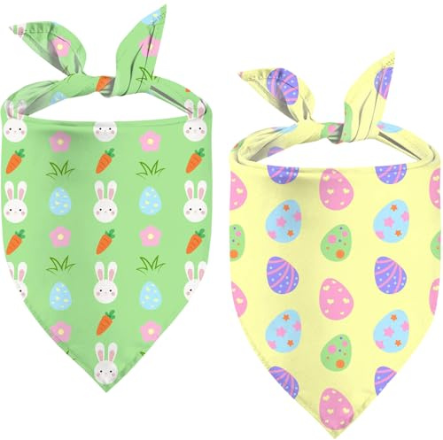 Hundehalstuch Ostern, 2 Stück Hundehalstücher Set, Halstuch Hund Ostern, Dreieckstuch Hund, Bandanas für Hunde, Haustier Halstuch für Hunde und Katze
