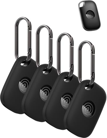 4-Pack for Tile Life360 Pro (2024) Tracker Case, Shockproof Waterproof Silicone Protective Cover with Keychain for Keys, Bags & Pets, Black