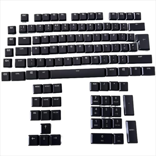 ABS-tangentkåpor set kompatibelt med G813/G815/G913/G915 TKL RGB-speltangentbord, 110 tangenter, genomskinlig, QWERTY UK-layout, för GL taktila brytare (svart)