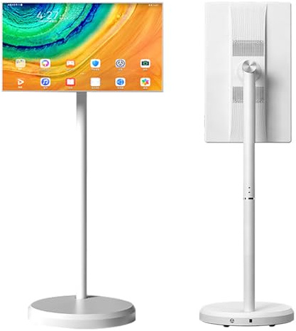 27/21.5 Portable Touchscreen Monitor and TV, Android 15 Smart Display on Rolling Stand, 1080P Wireless Movable Screen, 4GB RAM 64GB ROM, 13MP Camera, 8H Battery, HDMI USB Type C for Office(21.5B)