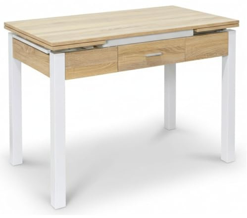 Noorsk Design Mesa Cocina Extensible - Medidas 100/150X60x75 cm. - Mesa de Cocina con cajón - Disponible en Color Blanco y Roble. (Madera)