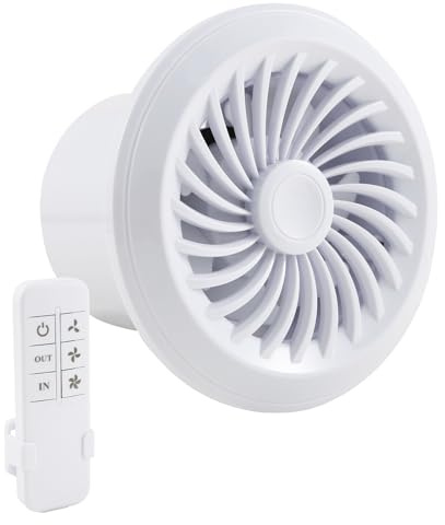 cupeohome Badlüfter 100mm, 130m³/h Abluftventilator mit Fernbedienung, Rohrventilator, 3 Geschwindigkeiten Lüfter Leise für Bad Küche WC Garage Keller Auspuff und Einlass Belüftung